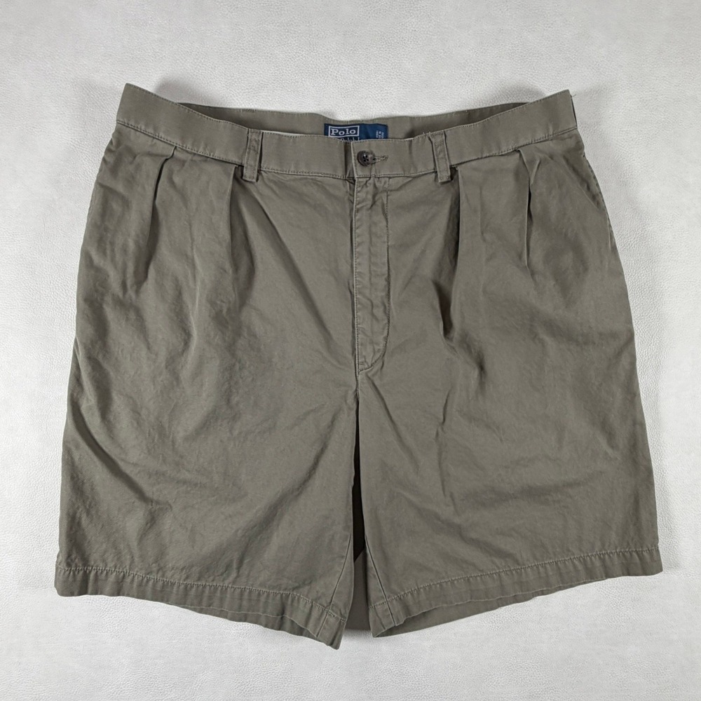 Vintage Polo Ralph Lauren Tyler Short Mens 36 Olive Brown Pleated Chino Shorts